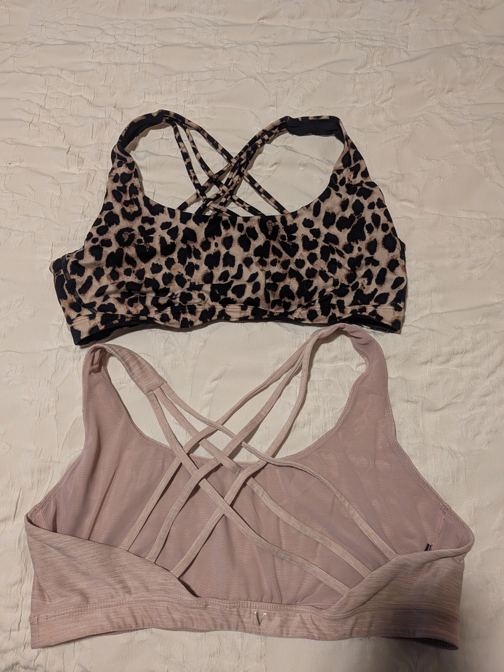Victoria's Secret Crisscross Sports Bras - Leopard and Blush